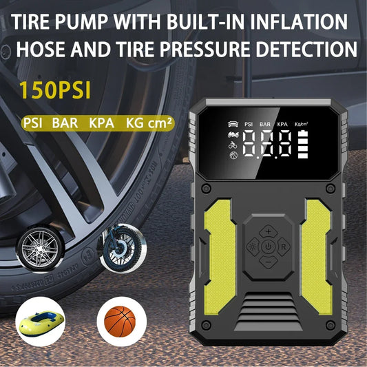 Car Jump Starter With Air Compressor Portable 12V Jump Starter Power Bank Battery Pack Lithium Battery Booster