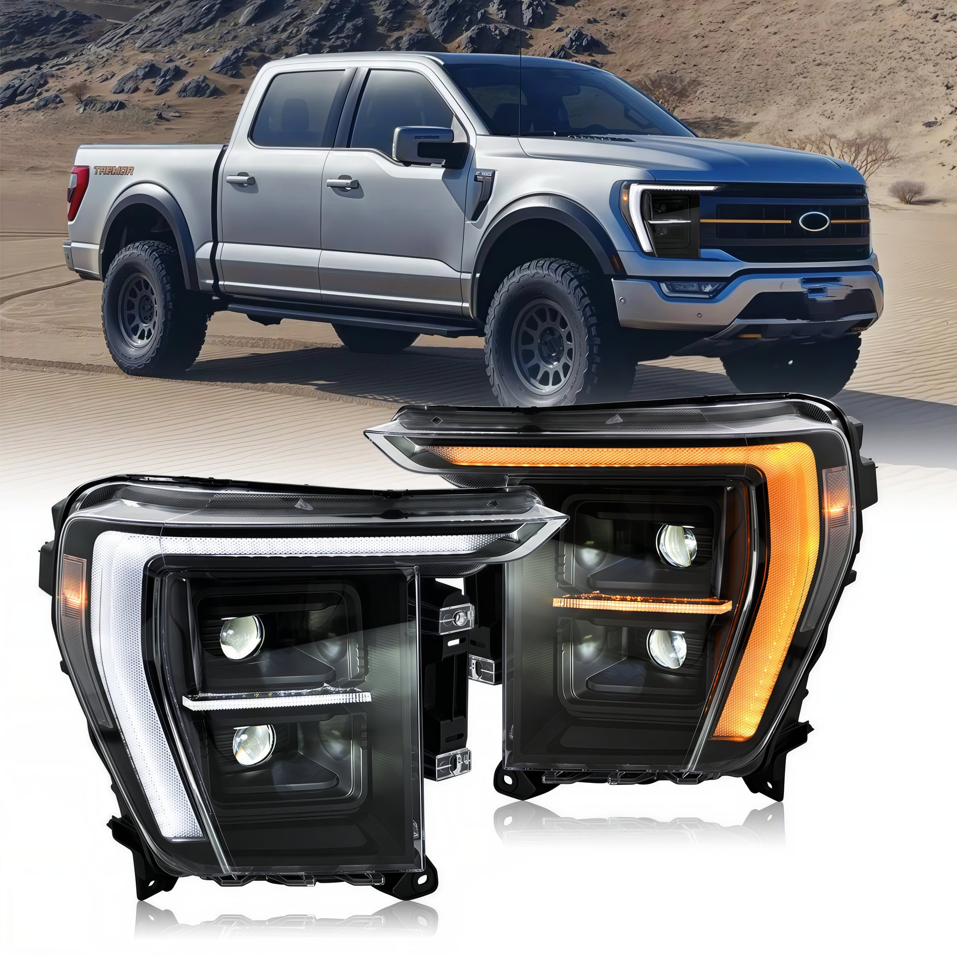 2021-2023 Ford F-150 Raptor Universal LED Headlight Assembly | High & Low Beam LED Upgrade-0